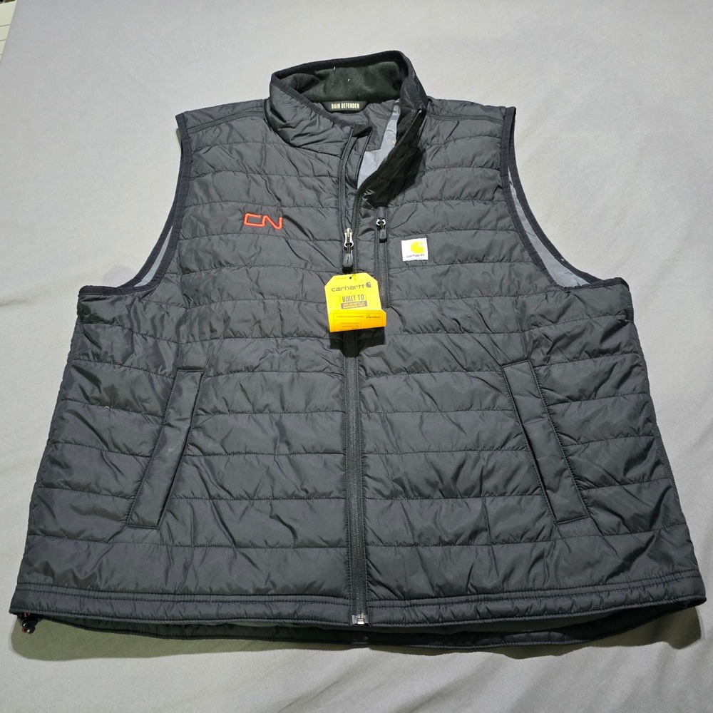 Carhartt Rain Defender Insulated Vest Mens 2XL Black OV2286-M Relaxed CN Logo